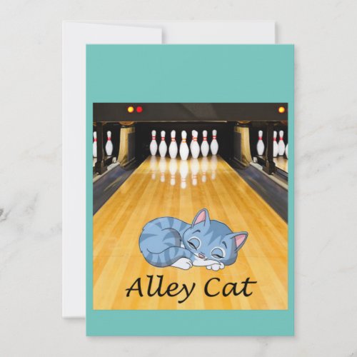 Bowling Alley Party starring the Napping Cat Invitation