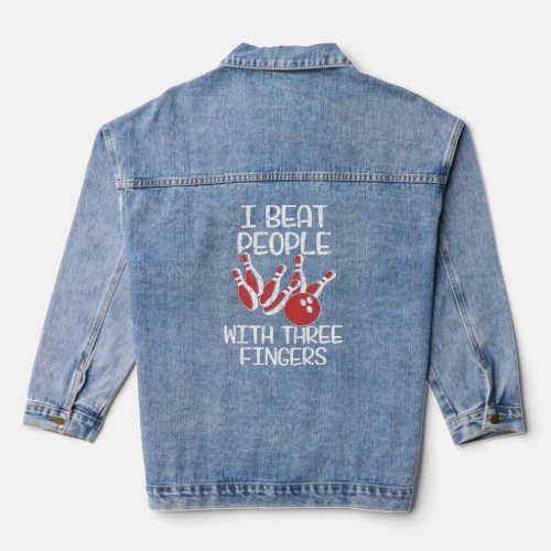 Bowling Alley Pins Sports Score Collection Pullove Denim Jacket