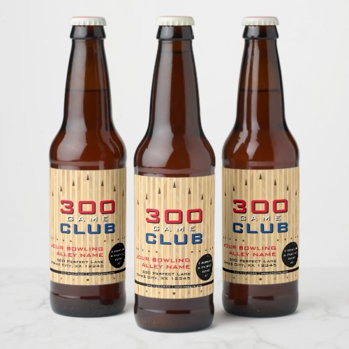 Bowling Alley Promotional 300 Game Milestone Beer  Beer Bottle Label