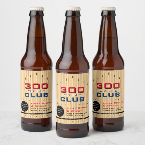 Bowling Alley Promotional 300 Game Milestone Beer Bottle Label