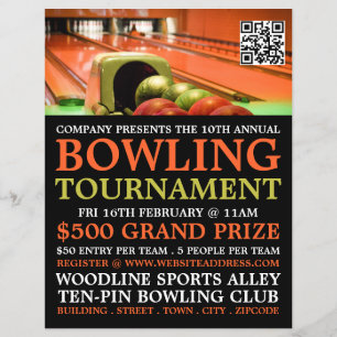 Bowling Alley Scene, Ten-Pin Bowling Tournament Flyer
