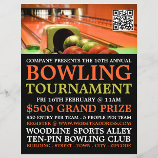 Bowling Alley Scene, Ten-Pin Bowling Tournament Flyer