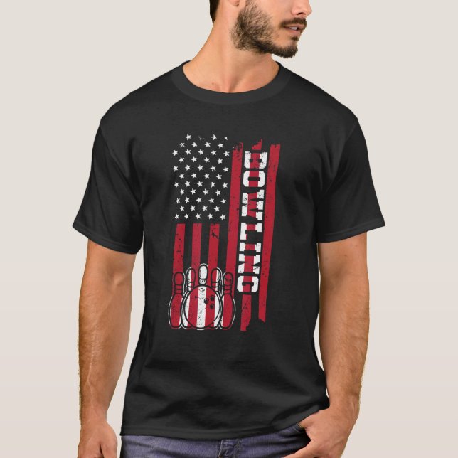 bowling america flag  cone skittles bowling T-Shirt (Front)