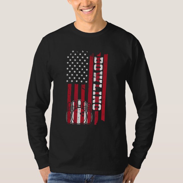 bowling america flag  cone skittles bowling T-Shirt (Front)