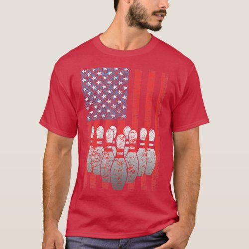 Bowling American Flag Patriotic Bowler T_Shirt
