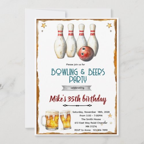 Bowling and beer party Invitation