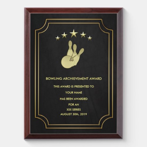 Bowling Award Plaque