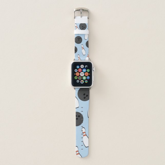 Bowling Ball and Bowling Pins Apple Watch Band (Front)
