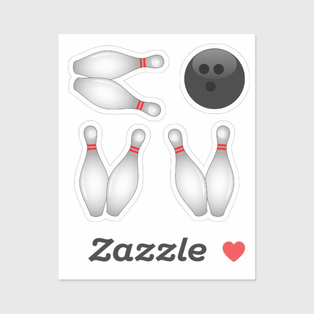 Bowling Ball and Bowling Pins Sticker (Sheet)