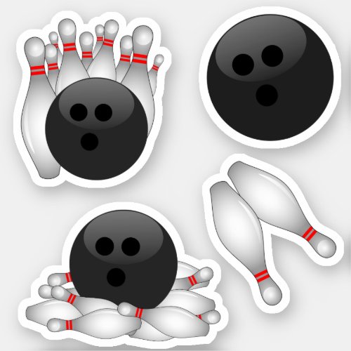 Bowling Ball and Bowling Pins Sticker