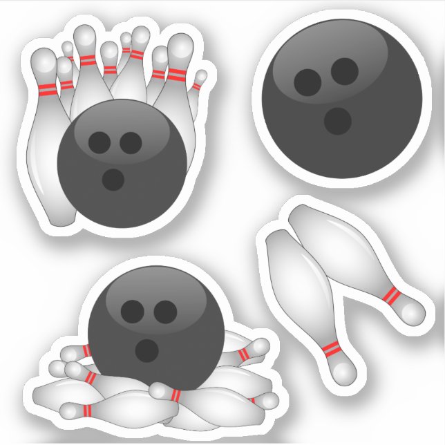 Bowling Ball and Bowling Pins Sticker (Front)