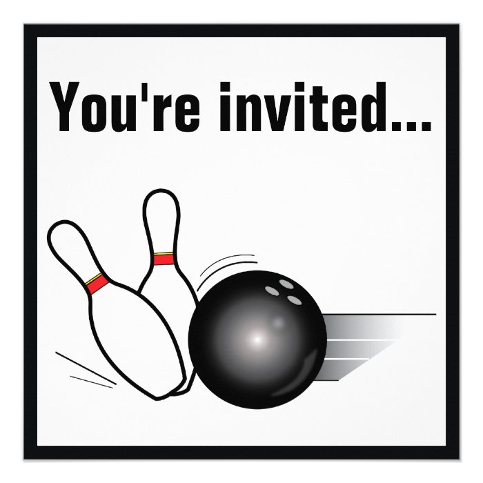 Bowling Ball and Pins After Game Party Invite