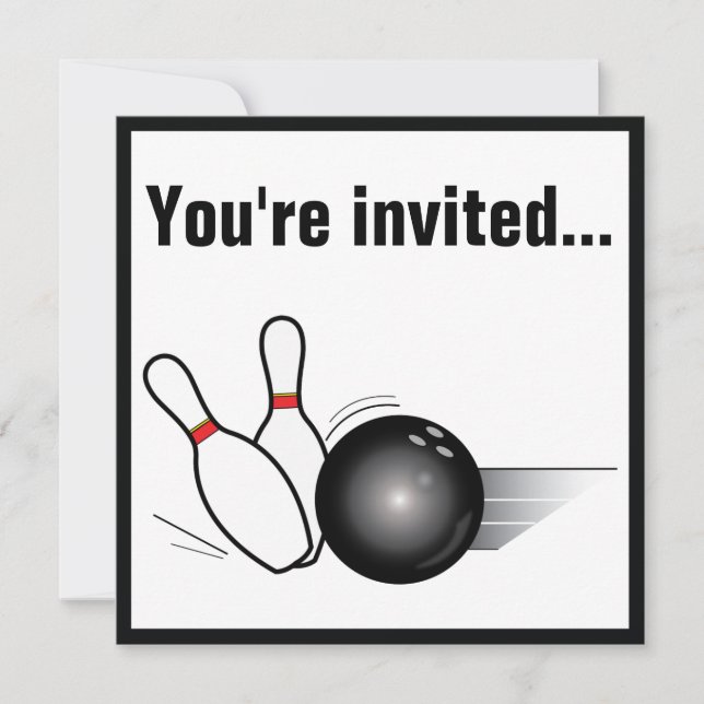 Bowling Ball and Pins After-Game Party Invite (Front)