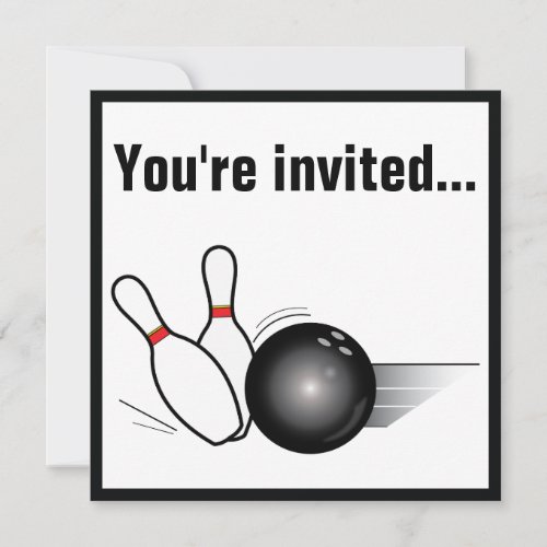 Bowling Ball and Pins After-Game Party Invite