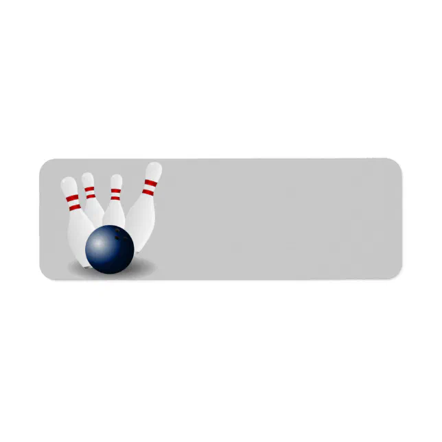 Bowling ball and pins animation label Zazzle