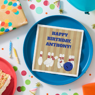 Bowling Ball and Pins Bowling Birthday Party Napkins