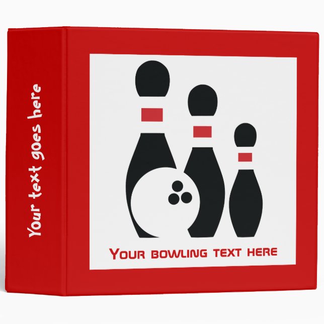 Bowling ball and pins custom 3 ring binder (Front/Spine)
