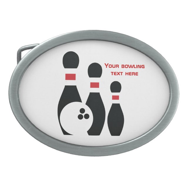 Bowling ball and pins custom belt buckle (Front)