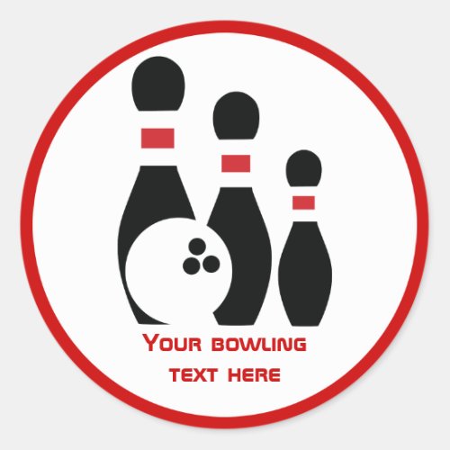 Bowling ball and pins custom classic round sticker