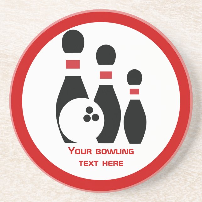 Bowling ball and pins custom drink coaster (Front)