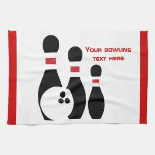 Bowling ball and pins custom kitchen towel