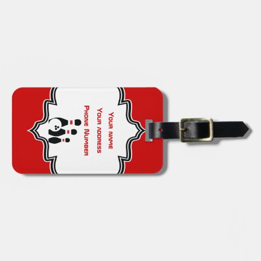 Bowling ball and pins custom luggage tag Zazzle