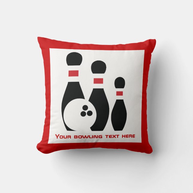 Bowling ball and pins custom throw pillow (Front)