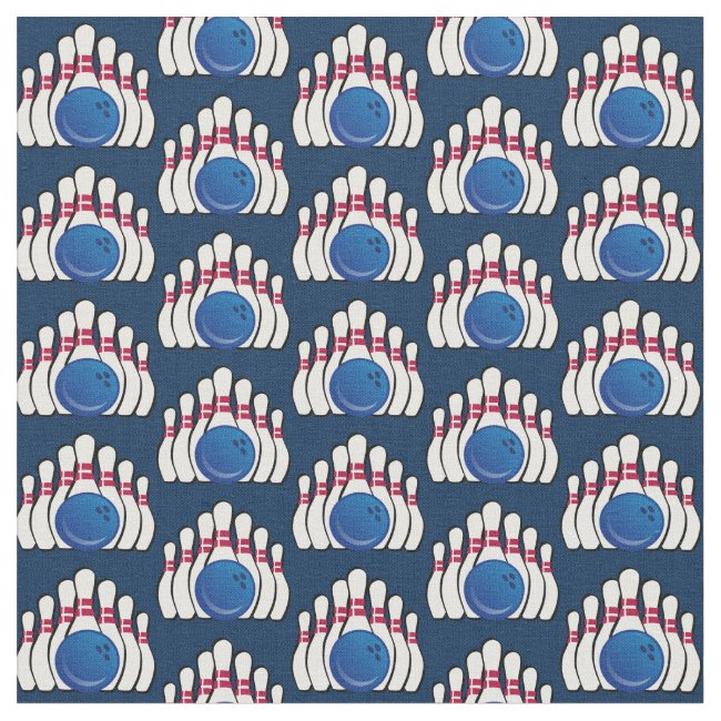 Bowling Ball and Pins Design Fabric