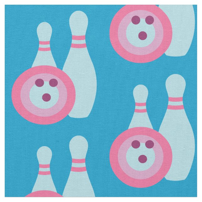 Bowling Ball and Pins Fabric (Close Up)
