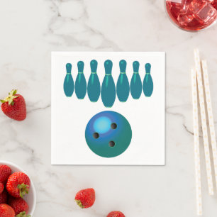 Bowling Ball and Pins Fun Sports Napkins
