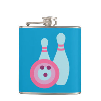 Bowling Ball and Pins Hip Flask