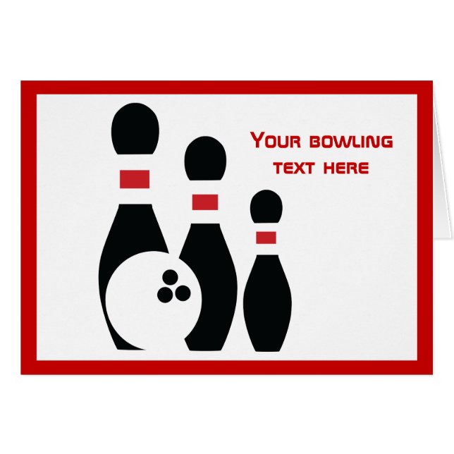 Bowling ball and pins horizontal greeting card (Front Horizontal)