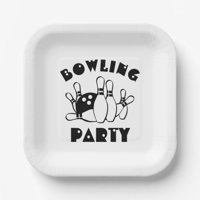 Bowling Ball And Pins  Paper Plates (Front)