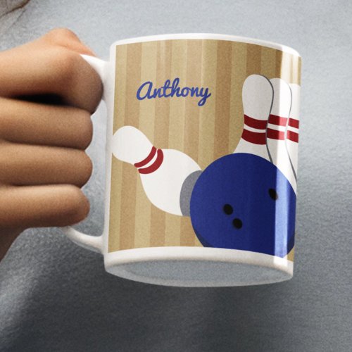 Bowling Ball and Pins Personalized Coffee Mug
