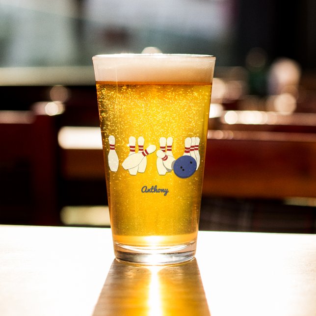 Bowling Ball and Pins Personalized Glass (Creator Uploaded)