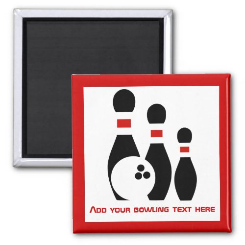Bowling ball and pins personalized magnet