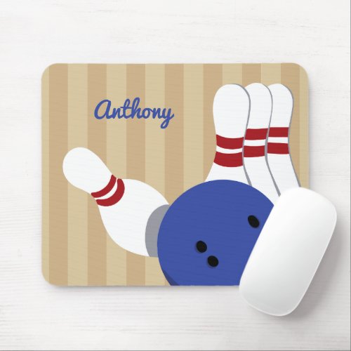 Bowling Ball and Pins Personalized Mouse Pad