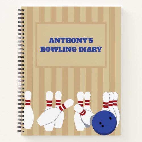 Bowling Ball and Pins Personalized Notebook