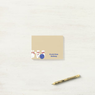 Bowling Ball and Pins Personalized Post-it Notes