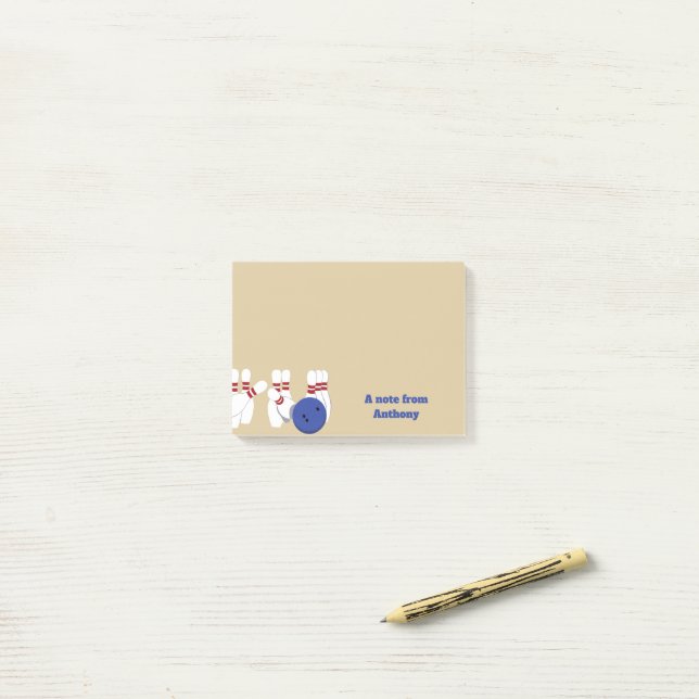 Bowling Ball and Pins Personalized Post-it Notes (On Desk)