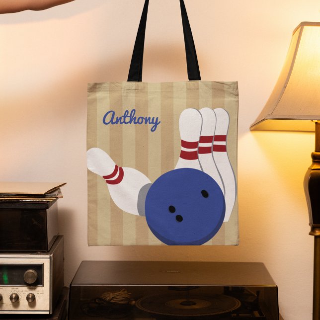 Bowling Ball and Pins Personalized Tote Bag (Creator Uploaded)