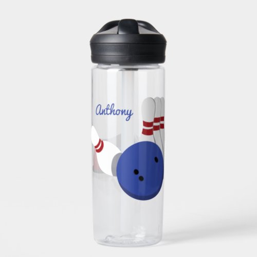 Bowling Ball and Pins Personalized Water Bottle