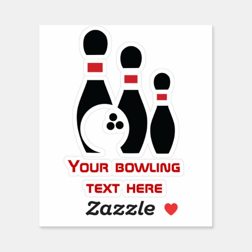 Bowling ball and pins red and black custom sticker