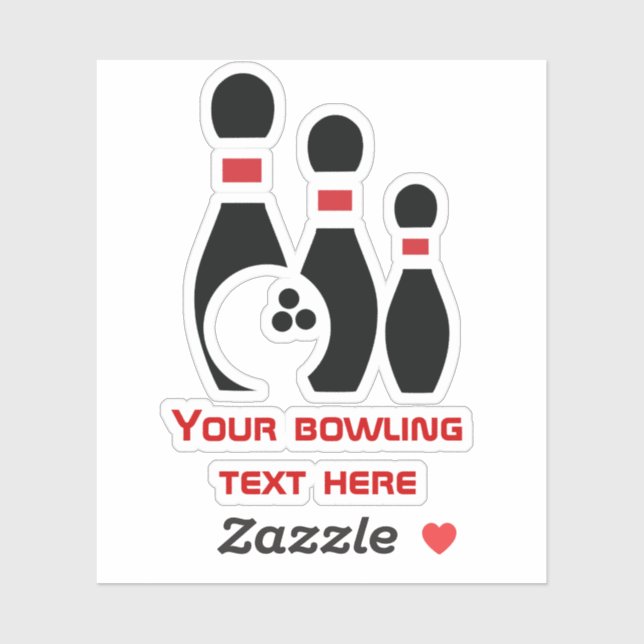 Bowling ball and pins red and black custom sticker (Sheet)