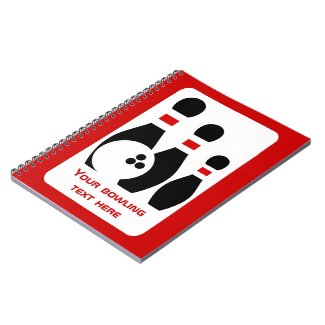 Bowling ball and pins red and black notebook