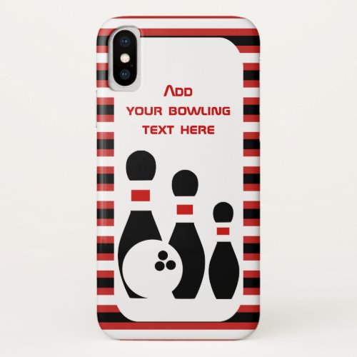 Bowling ball and pins red black stripes iPhone x case