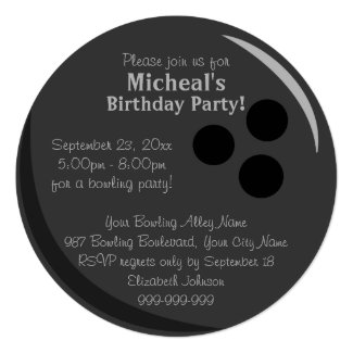 Bowling Ball Birthday Party Card
