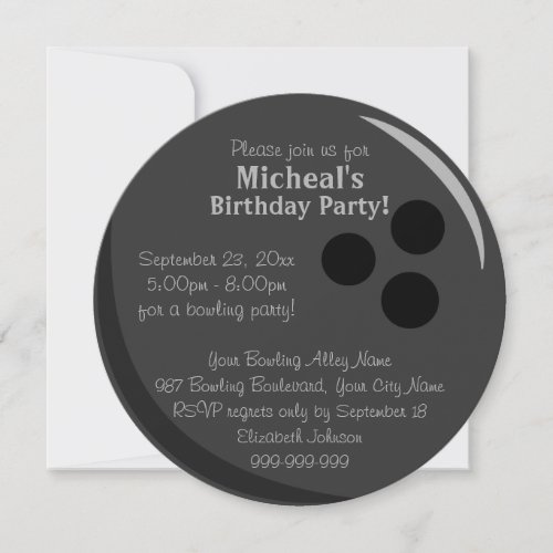 Bowling Ball Birthday Party Invitation