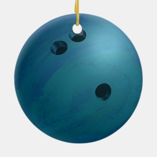 Bowling Ball Blue Ceramic Ornament (Back)