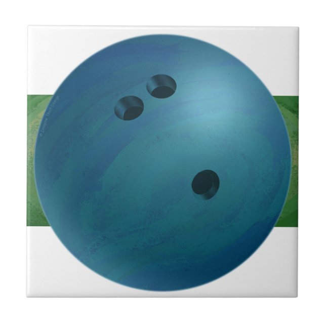 Bowling Ball Blue Ceramic Tile (Front)